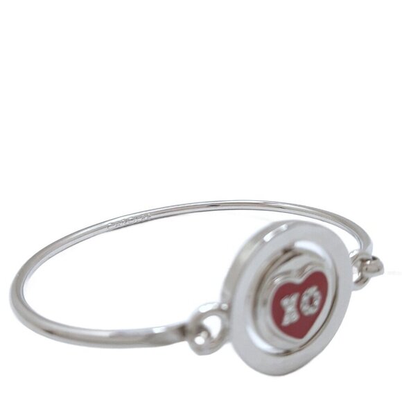 Carolee XO Red Heart Silver Tone Double Sided Charm Bangle Bracelet - Picture 6 of 6